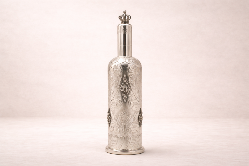 Imperial Crown Bottle — handcrafted silver-plated decorative bottle, Istanbul Grand Bazaar