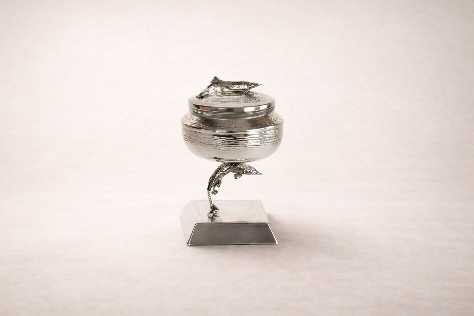 Sturgeon Caviar Server — handcrafted silver-plated caviar server, Istanbul Grand Bazaar