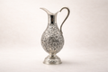 Silver-plated pitcher with hand-engraved floral artisan detailing, handcrafted in Istanbul's Grand Bazaar