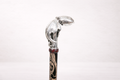 Silver-plated walking cane with sculpted octopus head handle, handcrafted in Istanbul's Grand Bazaar