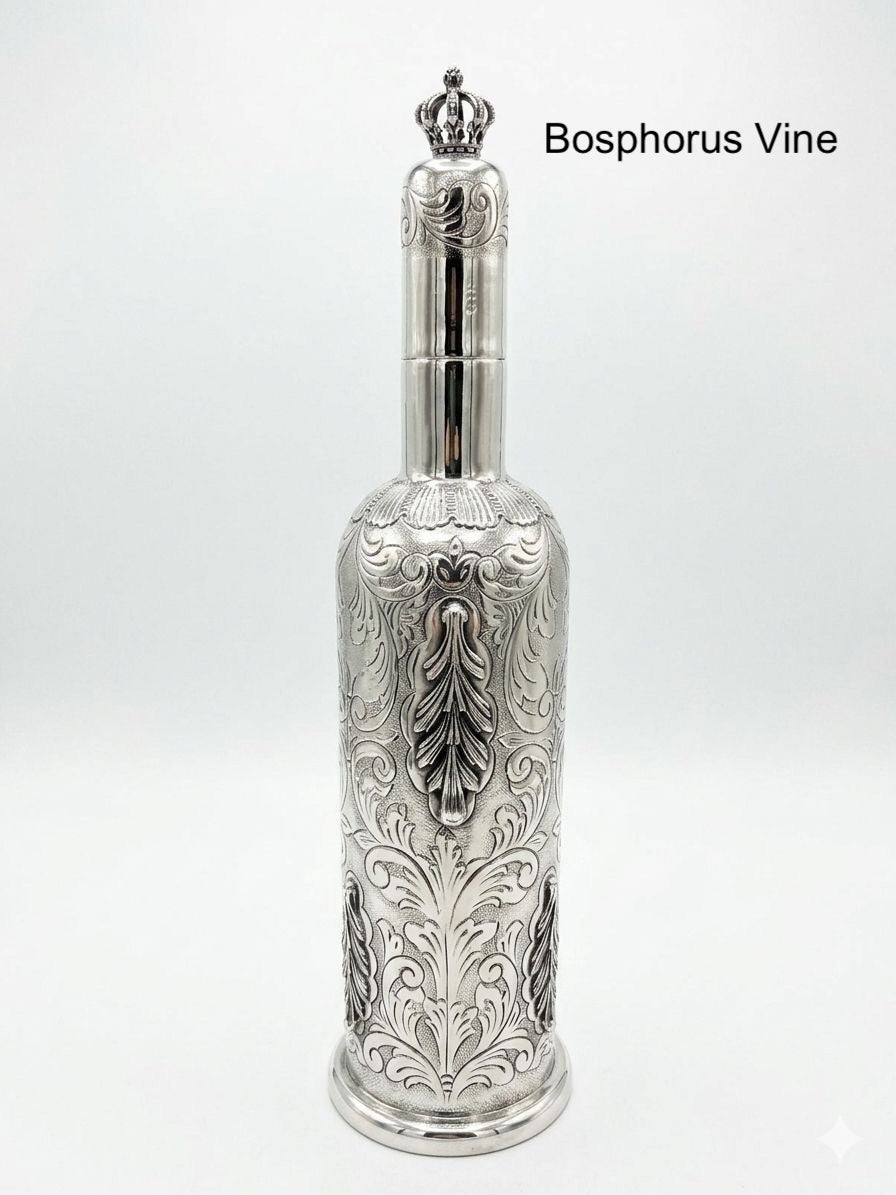 Imperial Crown Bottle — handcrafted silver-plated decorative bottle, Istanbul Grand Bazaar