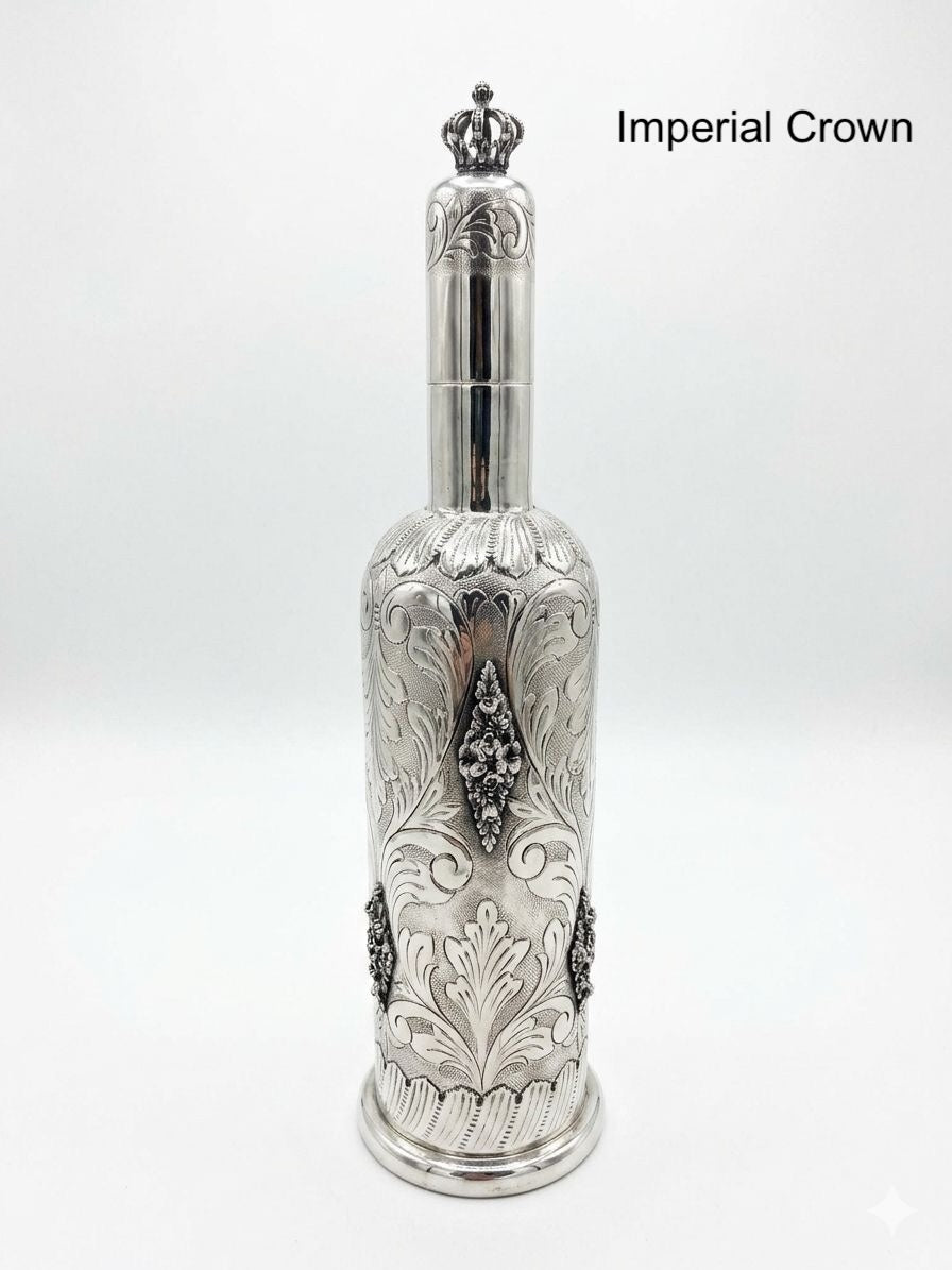Imperial Crown Bottle — handcrafted silver-plated decorative bottle, Istanbul Grand Bazaar