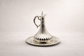 Solid silver ewer with rhythmic vertical fluting and wide scalloped tray, handcrafted in Istanbul's Grand Bazaar