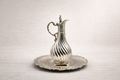 Solid 925 sterling silver ewer and basin set with fluted body and sculpted spout, handcrafted to order in Istanbul's Grand Bazaar