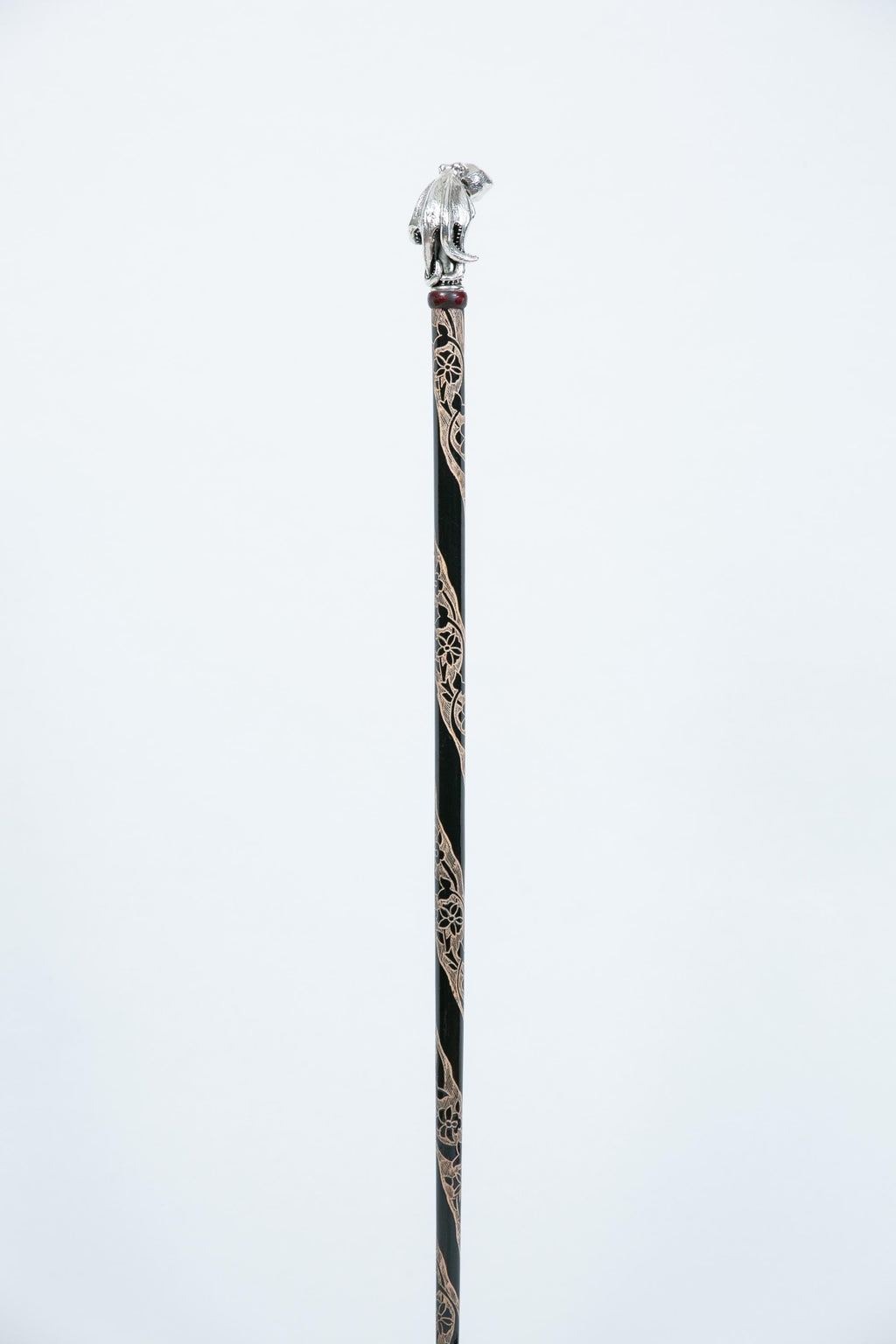 Silver-plated walking cane with sculpted octopus head handle, handcrafted in Istanbul's Grand Bazaar