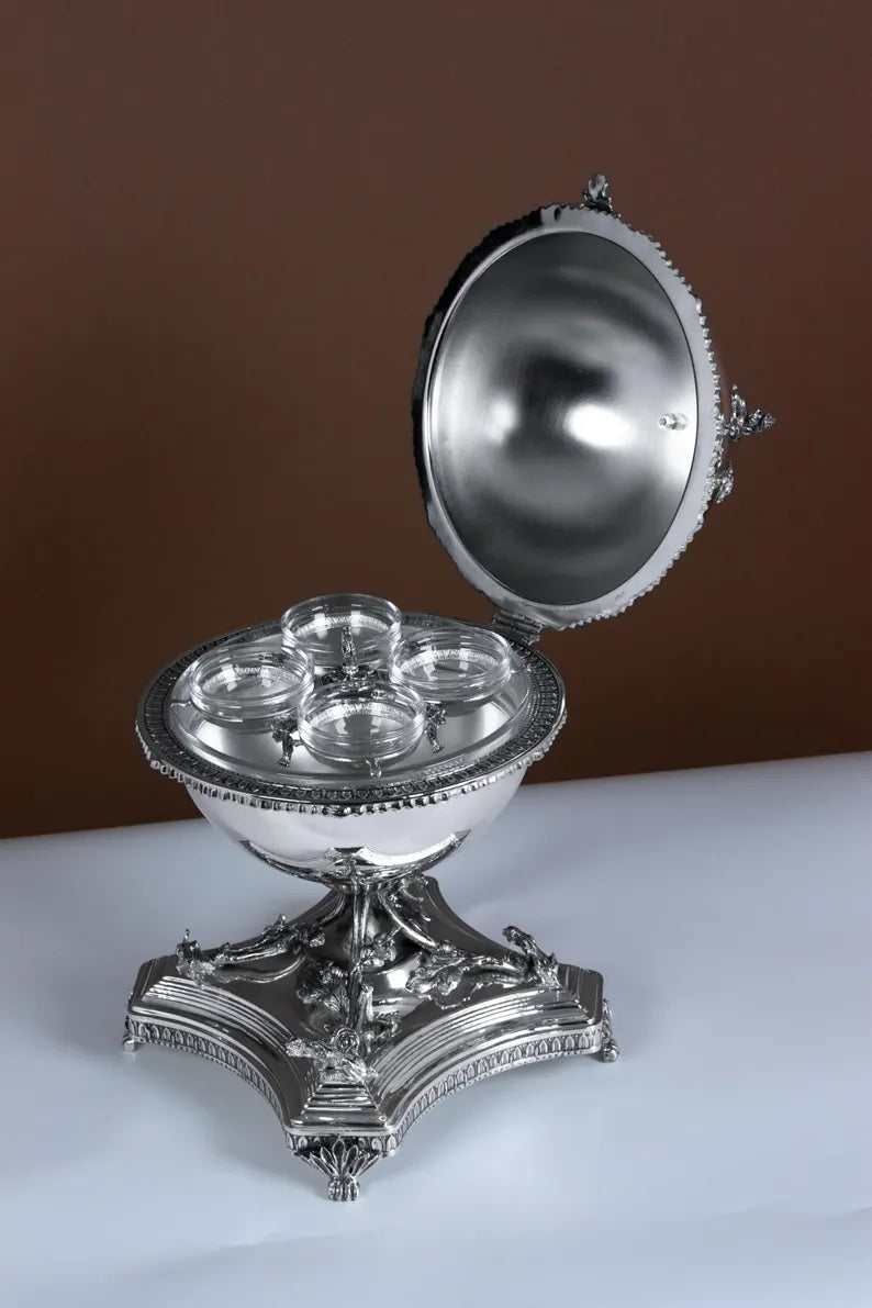 Globe Caviar Server — handcrafted silver-plated caviar server, Istanbul Grand Bazaar