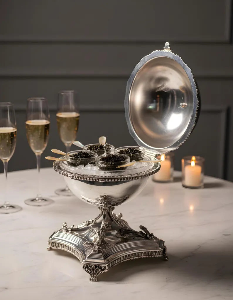 Globe Caviar Server — handcrafted silver-plated caviar server, Istanbul Grand Bazaar