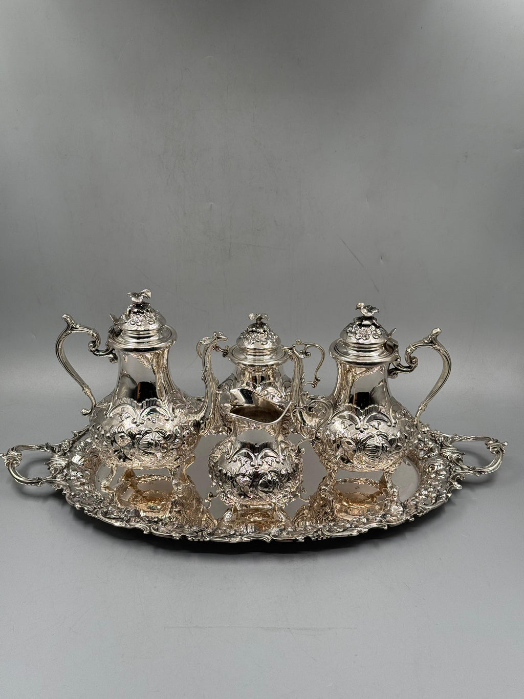 Rose Tea & Coffee Service — handcrafted silver-plated tea and coffee service, Istanbul Grand Bazaar