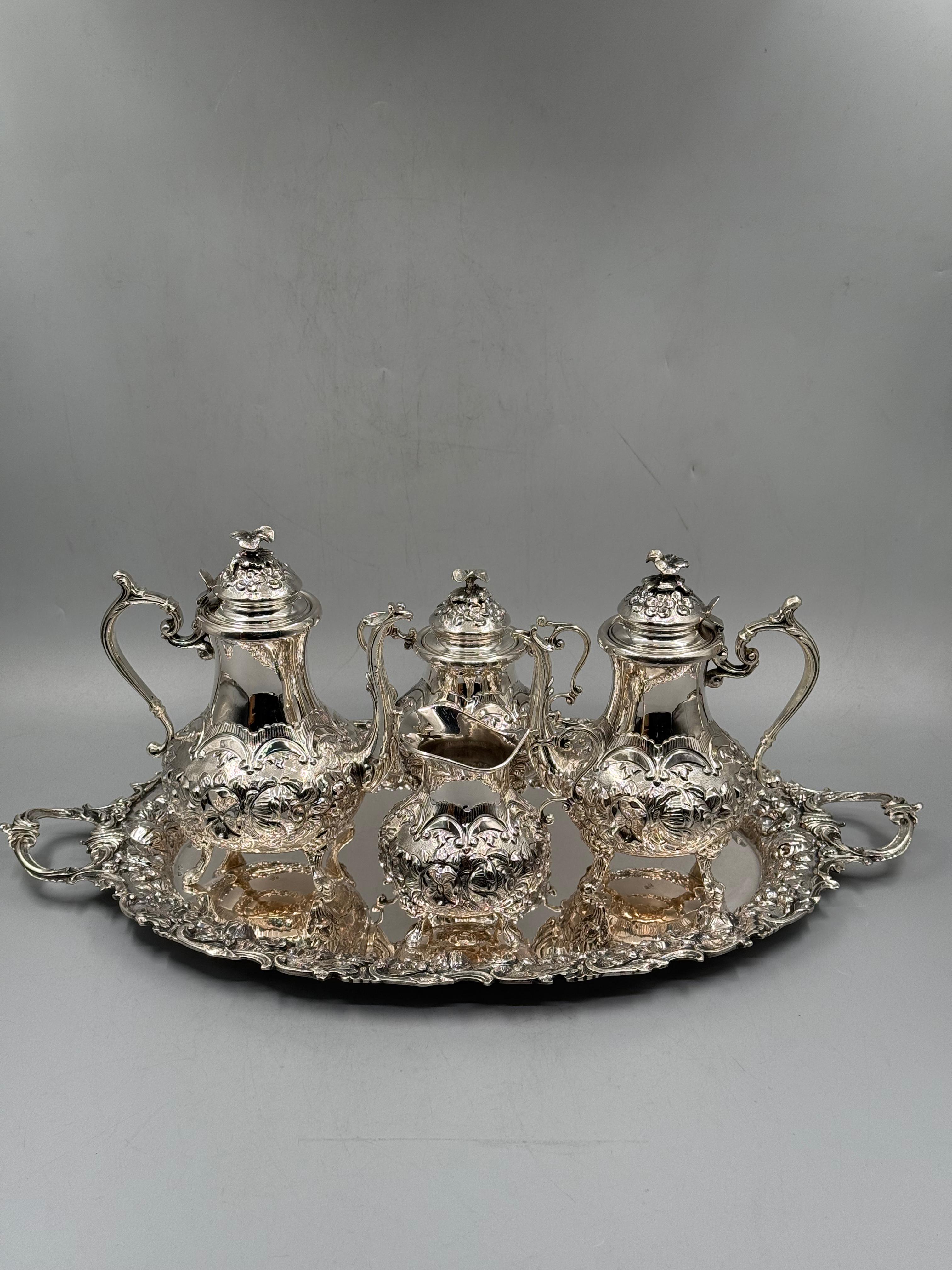 Rose Tea & Coffee Service — handcrafted silver-plated tea and coffee service, Istanbul Grand Bazaar