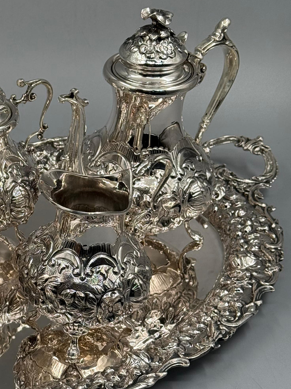 Rose Tea & Coffee Service — handcrafted silver-plated tea and coffee service, Istanbul Grand Bazaar